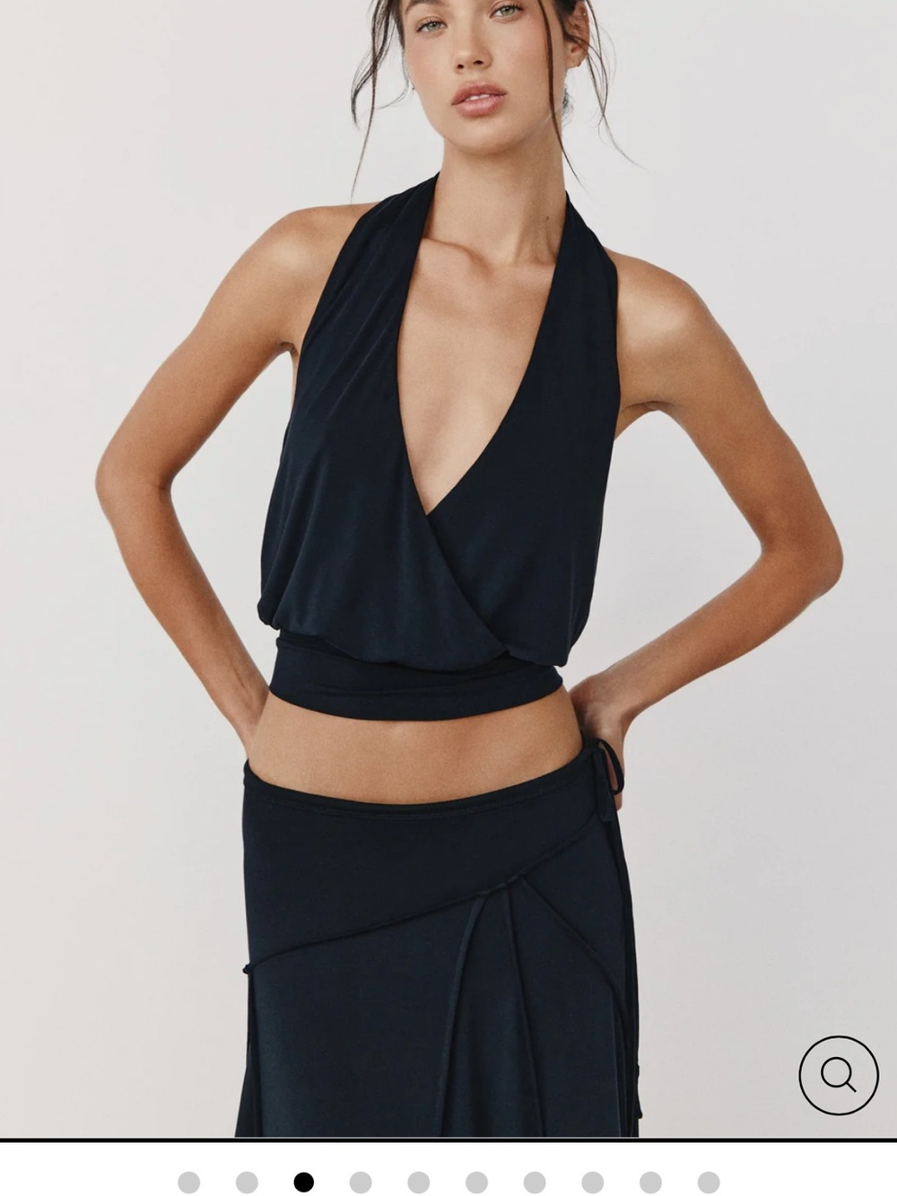 With Jean Black Halter Wrap Tank Top